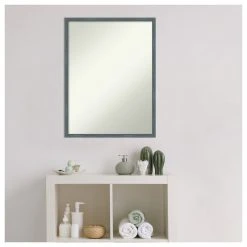 Amanti Art Dixie Blue Grey Rustic Narrow Non-Beveled Wood Bathroom Mirror - 19 X 25 In. -Laural Home Shop a751668a02bddddd 6148 w800 h800 b1 p0