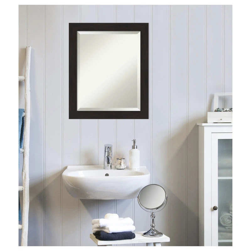 Amanti Art Furniture Espresso Narrow Beveled Bathroom Wall Mirror - 19.5 X 23.5 In. 7 Amanti Art Furniture Espresso Narrow Beveled Bathroom Wall Mirror - 19.5 X 23.5 In. - Image 5