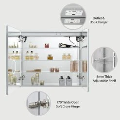 Blossom Kitchen & Bath Supply LED Medicine Cabinet With Defog, Dimmer, Makeup Mirror, Outlets, 48x32 -Laural Home Shop a851b2bd010e91d0 6485 w800 h800 b0 p0