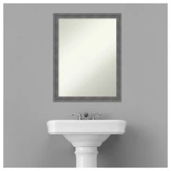 Amanti Art Dixie Grey Rustic Non-Beveled Wood Bathroom Wall Mirror - 20.25 X 26.25 In. -Laural Home Shop a8d1445802bddde0 6142 w800 h800 b1 p0