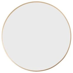 Vinnova Emilia 28" Round Bathroom/Vanity Framed Wall Mounted Mirror, Brushed Gold
