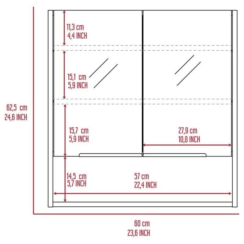 FM FURNITURE Ozark 24" Medicine Cabinet With Mirror, Black Wengue 10 FM FURNITURE Ozark 24" Medicine Cabinet With Mirror, Black Wengue - Image 8