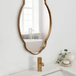 Uniek Magritte Scalloped Oval Wall Mirror, Gold 18x30 -Laural Home Shop aac10641016f0339 4998 w800 h800 b0 p0