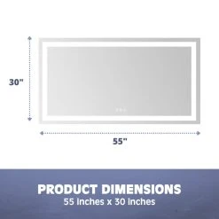 Prominence Home Luxury LED Bathroom/Wall Mirror, 55"x30" -Laural Home Shop ab21e2b603474a3f 2110 w800 h800 b0 p0
