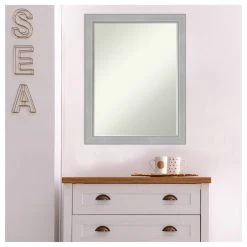 Amanti Art Vista Brushed Nickel Narrow Petite Bevel Bathroom Wall Mirror 20.5 X 26.5 In. -Laural Home Shop ab71016303b791d1 5912 w800 h800 b1 p0