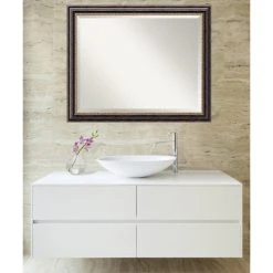Amanti Art Tuscan Rustic Beveled Wood Bathroom Wall Mirror - 31.75 X 25.75 In. -Laural Home Shop ab8127e908ff9891 6584 w800 h800 b0 p0
