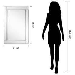 Empire Art Direct Beveled Rectangle Wall Mirror, Solid Wood Frame With 1"-Beveled Center, 36"x24" -Laural Home Shop ab819ee90087adab 7690 w800 h800 b1 p0