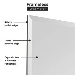 Fab Glass And Mirror Rectangle Frameless Wall Mirror For Bathroom, Gym, Yoga, Dance/Saloon, 18"x40" 12 Fab Glass And Mirror Rectangle Frameless Wall Mirror For Bathroom, Gym, Yoga, Dance/Saloon, 18"x40" -Laural Home Shop aba1224803d79d7f 8713 w800 h800 b0 p0