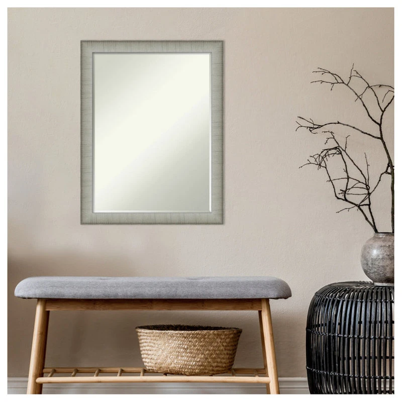 Amanti Art Elegant Brushed Pewter Narrow Petite Bevel Bathroom Wall Mirror 21 X 27 In. 8 Amanti Art Elegant Brushed Pewter Narrow Petite Bevel Bathroom Wall Mirror 21 X 27 In. - Image 6