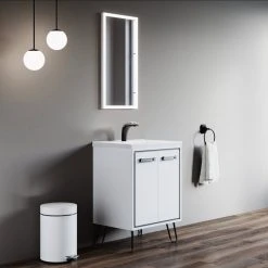 Dowell K&B Supplies Richter LED Mirror, White, 16"wx32"hx1"d -Laural Home Shop abf1cc640192bd21 8699 w800 h800 b0 p0