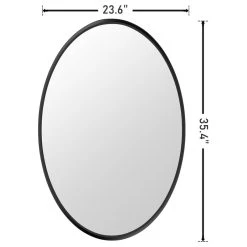 JimsMaison Oval Framed Wall Mounted Bathroom Vanity Mirror, Black, 24x36 -Laural Home Shop ac21ab8e02d51174 2750 w800 h800 b1 p0