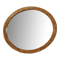 Benjara Lennart 40" Oval Modern Wood Wall Mounted Mirror In Oak