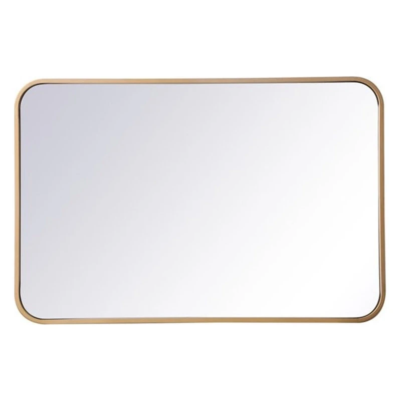 Elegant Furniture & Lighting Elegant Decor Evermore 20x30" Soft Corner Metal Rectangular Mirror In Brass 5 Elegant Furniture & Lighting Elegant Decor Evermore 20x30" Soft Corner Metal Rectangular Mirror In Brass - Image 3