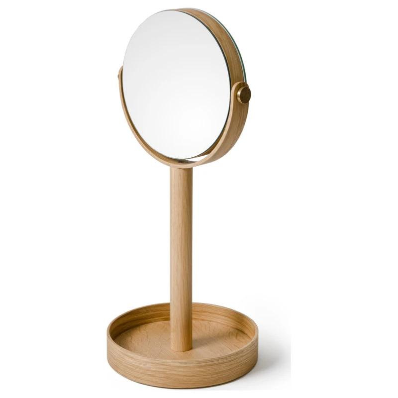 Coppice Natural Oak Double Face Mirror With Storage Tray | Wireworks Close-up 4 Coppice Natural Oak Double Face Mirror With Storage Tray | Wireworks Close-up - Image 2