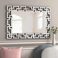 Imtinanz Decorative Rectangle Mirror For Wall Decor In Silver