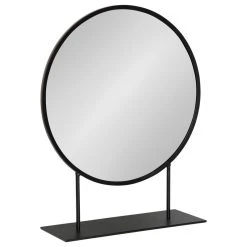 Uniek Rouen Round Metal Table Mirror, Black 18x22