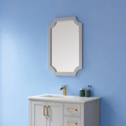 Vinnova Grossetto 24" Irregular Farmhouse Bathroom/Vanity Framed Wall Mirror, Paris Grey -Laural Home Shop add1aa39009c4516 4281 w800 h800 b0 p0