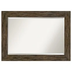 Amanti Art Fencepost Brown Beveled Wood Bathroom Wall Mirror - 43 X 31 In.