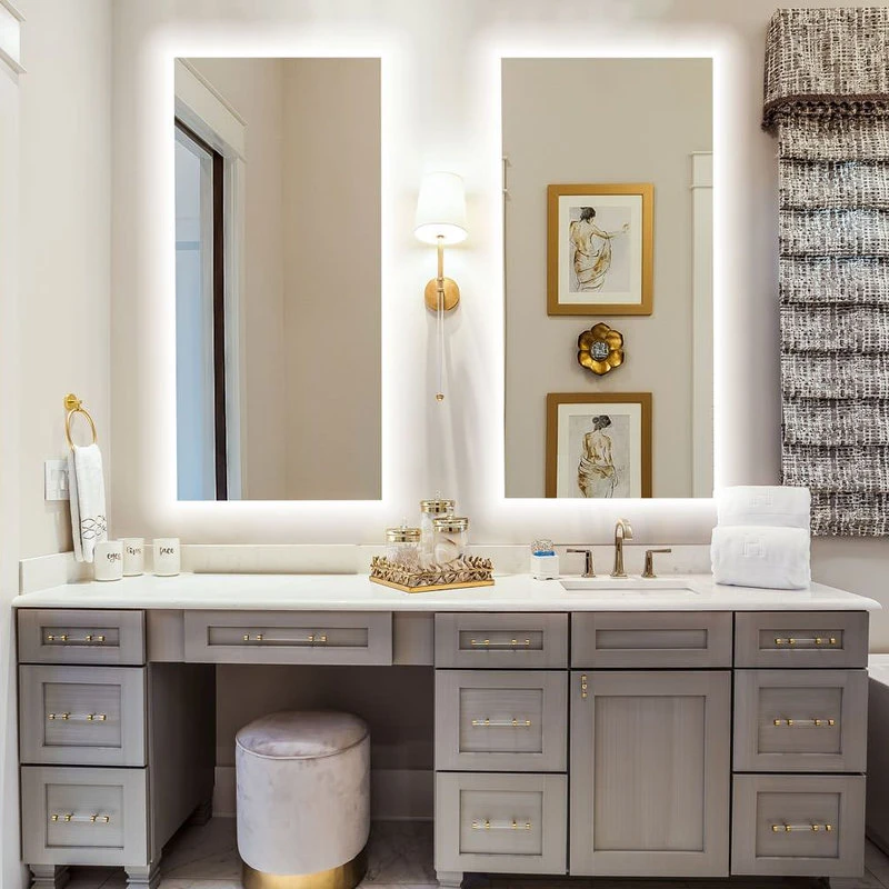 Seura Halo LED Dimmable Lighted Bathroom Vanity Mirror, 3000K, 24wx36h 6 Seura Halo LED Dimmable Lighted Bathroom Vanity Mirror, 3000K, 24wx36h - Image 4