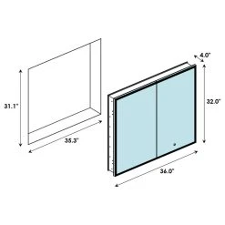 Altair Carsoli 36" Clear Glass Surface-Mount/Recessed LED Mirror Medicine Cabinet -Laural Home Shop aeb12d8903564850 8082 w800 h800 b1 p0