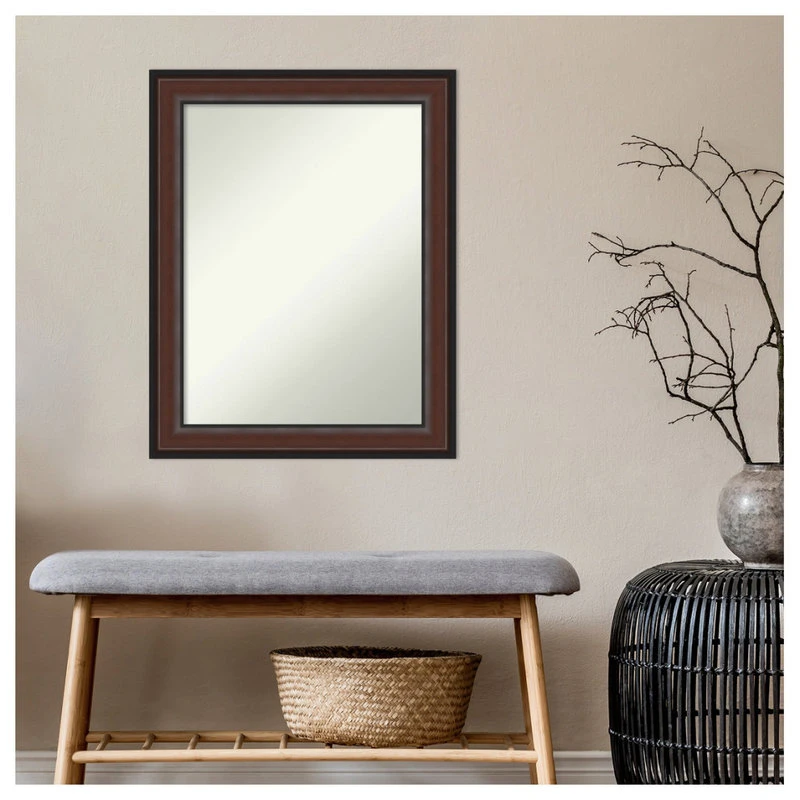 Amanti Art Harvard Walnut Non-Beveled Bathroom Wall Mirror - 22.5 X 28.5 In. 7 Amanti Art Harvard Walnut Non-Beveled Bathroom Wall Mirror - 22.5 X 28.5 In. - Image 5