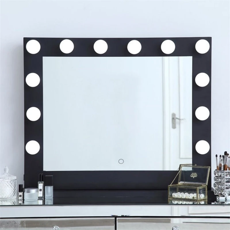 Elegant Furniture & Lighting Elegant Decor Brenda 26" X 32" Plug In LED Vanity Mirror In Black 4 Elegant Furniture & Lighting Elegant Decor Brenda 26" X 32" Plug In LED Vanity Mirror In Black - Image 2