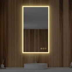 Blossom Kitchen & Bath Supply Fogless, Dimmable, Color Temperature Adjustable LED Mirror, 21x36 -Laural Home Shop af014c2001203167 9637 w800 h800 b0 p0