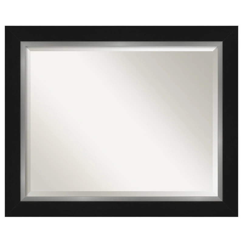 Amanti Art Eva Black Silver Beveled Bathroom Wall Mirror - 33.5 X 27.5 In. 3 Amanti Art Eva Black Silver Beveled Bathroom Wall Mirror - 33.5 X 27.5 In.