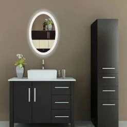 Krugg Reflections Oval LED Lighted Wall Mount Bathroom Mirror, Fog Free And Dimmable, 20"x30"