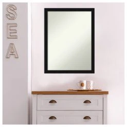 Amanti Art Avon Black Narrow Non-Beveled Bathroom Wall Mirror - 20 X 26 In. -Laural Home Shop af71596b02bddc9f 6144 w800 h800 b1 p0