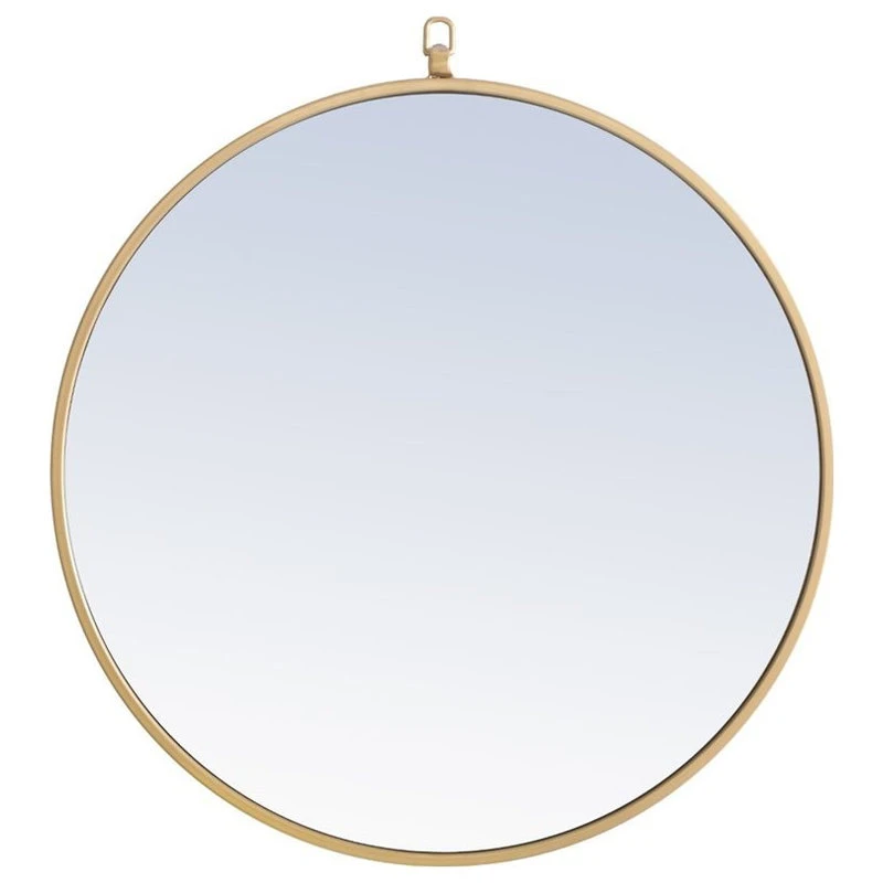Elegant Furniture & Lighting Elegant Decor Rowan 24" Round Metal Frame Hooked Mirror In Brass 3 Elegant Furniture & Lighting Elegant Decor Rowan 24" Round Metal Frame Hooked Mirror In Brass
