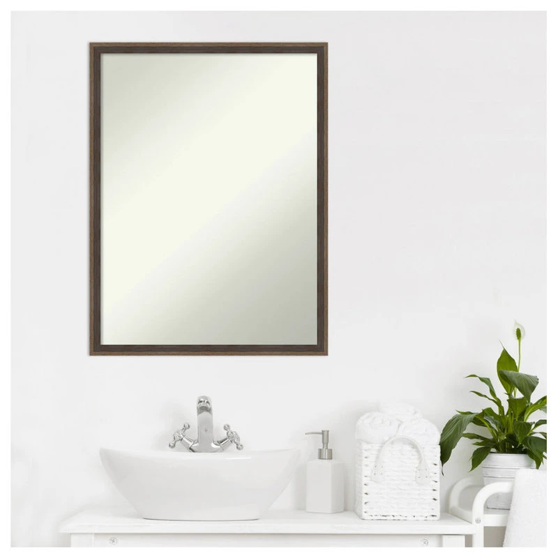 Amanti Art Hardwood Wedge Mocha Non-Beveled Wood Bathroom Wall Mirror - 19.25 X 25.25 In. 9 Amanti Art Hardwood Wedge Mocha Non-Beveled Wood Bathroom Wall Mirror - 19.25 X 25.25 In. - Image 7
