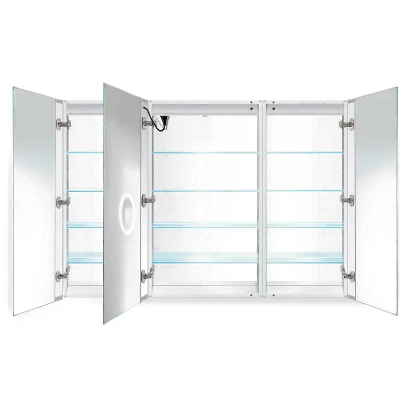 Krugg Reflections USA 66x42 Recessed/Surface Mount Medicine Cabinet 12 Shelves, LED, Left-Left-Right H 3 Krugg Reflections USA 66x42 Recessed/Surface Mount Medicine Cabinet 12 Shelves, LED, Left-Left-Right H