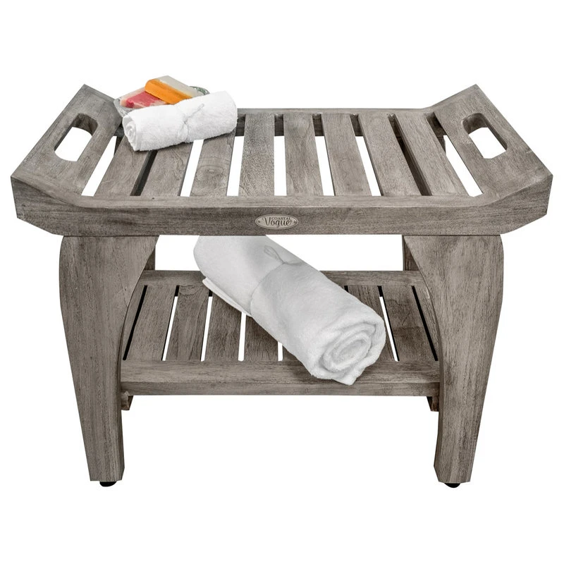DecoTeak CoastalVogue Tranquility 24" Wide ShowerBench GR156, Gray 5 DecoTeak CoastalVogue Tranquility 24" Wide ShowerBench GR156, Gray - Image 3