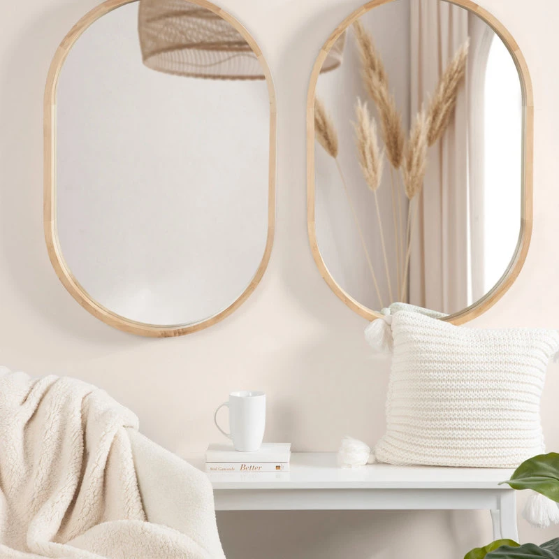 Uniek Hutton Wood Framed Capsule Mirror, Natural 24x36 9 Uniek Hutton Wood Framed Capsule Mirror, Natural 24x36 - Image 7