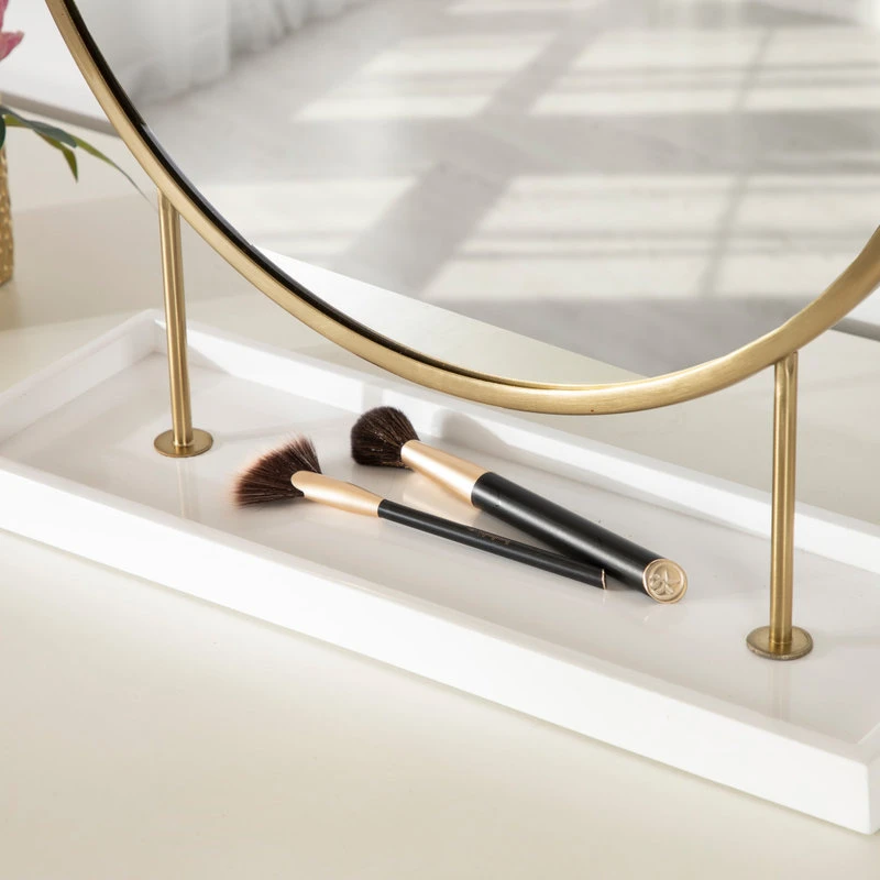 Uniek Maxfield Round Tabletop Mirror, White, 18x22 10 Uniek Maxfield Round Tabletop Mirror, White, 18x22 - Image 8