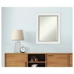 Amanti Art Eva White Silver Beveled Bathroom Wall Mirror - 23.5 X 29.5 In. 12 Amanti Art Eva White Silver Beveled Bathroom Wall Mirror - 23.5 X 29.5 In. -Laural Home Shop b13187b70d1d1b2f 5255 w800 h800 b1 p0