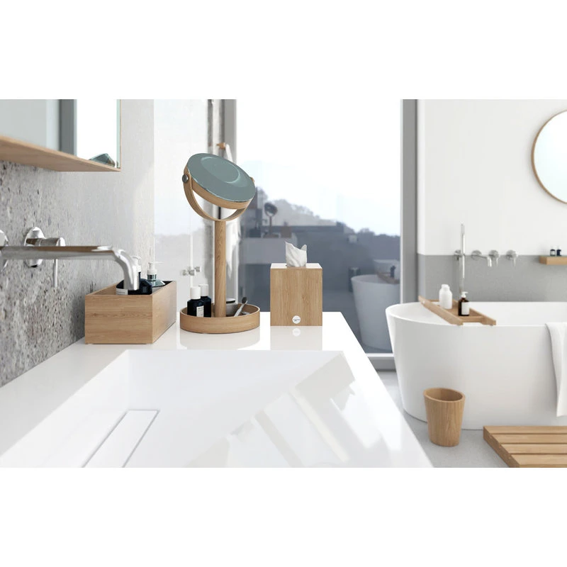 Coppice Natural Oak Double Face Mirror With Storage Tray | Wireworks Close-up 10 Coppice Natural Oak Double Face Mirror With Storage Tray | Wireworks Close-up - Image 8