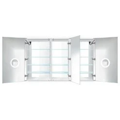 Krugg Reflections USA 66x42 Recessed/Surface Mount Medicine Cabinet 12 Shelves, LED, Left-Right-Right