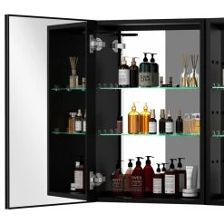 JimsMaison 30" Aluminum Surface Mount Medicine Cabinet With Mirror And Open Shelves -Laural Home Shop b2014c810311ca07 7351 w800 h800 b1 p0