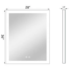 Kiva Rhyme 28"(W)x36"(H) Wall-mounted Design Bathroom Mirror, Dimmable&Defogger Switch -Laural Home Shop b21194ba0dad6ebb 5554 w800 h800 b1 p0