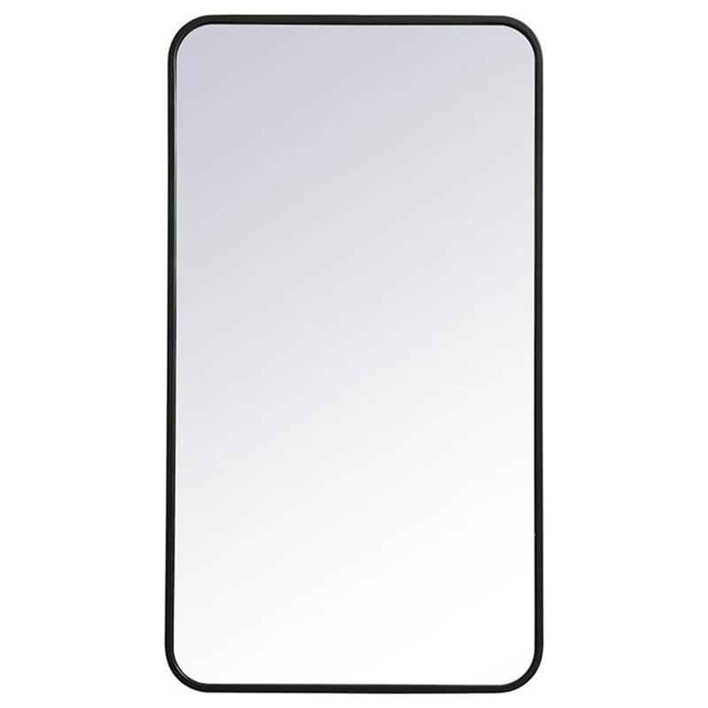 Elegant Furniture & Lighting Elegant Decor Evermore 20x36" Soft Corner Metal Rectangular Mirror In Black 3 Elegant Furniture & Lighting Elegant Decor Evermore 20x36" Soft Corner Metal Rectangular Mirror In Black