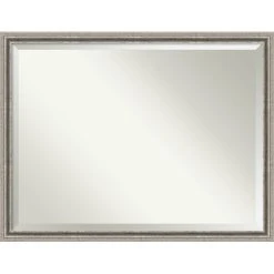 Amanti Art Bel Volto Silver Beveled Wood Bathroom Wall Mirror - 43 X 33 In.