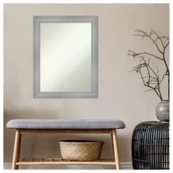 Amanti Art Flair Polished Nickel Non-Beveled Bathroom Wall Mirror - 22 X 28 In. -Laural Home Shop b371059802bdddde 6189 w800 h800 b1 p0