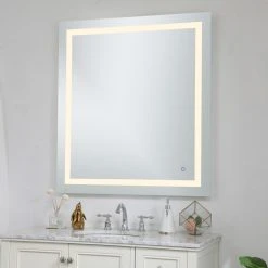 Elegant Furniture & Lighting Touch Sensor Hardwired LED Mirror, Color Changing Temp 3000K/4200K/6400K, 36"x40 -Laural Home Shop b391b3960c706b36 2956 w800 h800 b0 p0