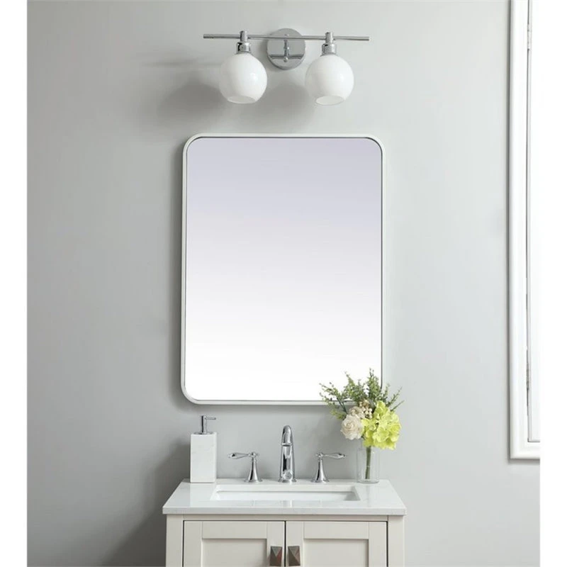 Elegant Furniture & Lighting Elegant Decor Evermore 24x32" Soft Corner Metal Rectangular Mirror In White 4 Elegant Furniture & Lighting Elegant Decor Evermore 24x32" Soft Corner Metal Rectangular Mirror In White - Image 2
