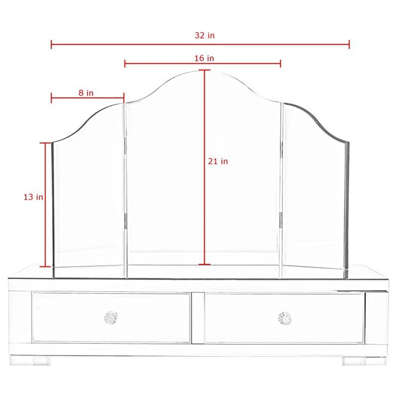 Posh Living Mathew Tri-fold Tabletop Bedroom Vanity Mirror - Frameless 6 Posh Living Mathew Tri-fold Tabletop Bedroom Vanity Mirror - Frameless - Image 4