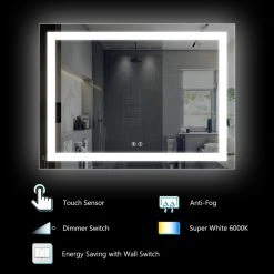 Kiva Rhyme 48"(W)X36"(H) Hardwired Bathroom Led Lighted Backlit Mirror With Square Design 11 Kiva Rhyme 48"(W)X36"(H) Hardwired Bathroom Led Lighted Backlit Mirror With Square Design -Laural Home Shop b461e73b0db14149 5572 w800 h800 b0 p0