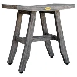 CoastalVogue Satori 18" Eastern Style Teak Shower Bench, Coquina Gray