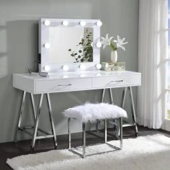 Acme Furniture ACME Avery Accent Mirror, White Finish -Laural Home Shop b591786902be339d 8564 w800 h800 b0 p0